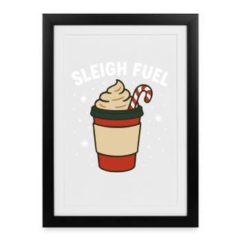 traîneau carburant drôle vacances joie design - Affiche encadrée (27 × 37 cm) - noir - Devant