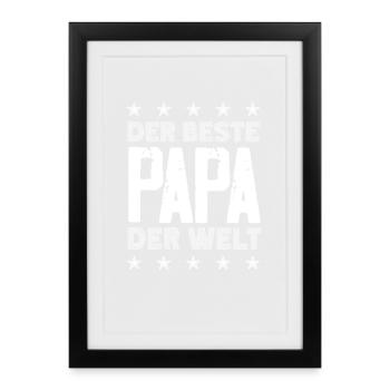 Drôle de cadeau de fête des pères papa bière - Affiche encadrée (27 × 37 cm) - noir - Devant