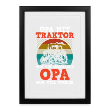 Landwirt Bauernhof Farmer Bauer Opa Großvater Trak - Gerahmtes Poster (27 × 37 cm) - Schwarz - Vorne
