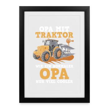 Landwirt Bauernhof Farmer Bauer Opa Großvater Trak - Gerahmtes Poster (27 × 37 cm) - Schwarz - Vorne