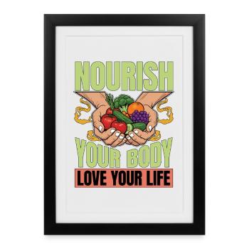 Nutritionniste Nourrir votre corps Coach nutritionnel - Affiche encadrée (27 × 37 cm) - noir - Devant