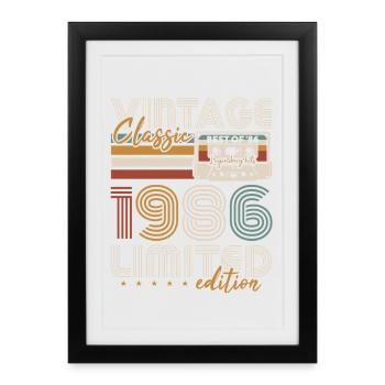 Vintage 1986 Born Birthday Gift - Framed poster (27 × 37 cm) - black - Front