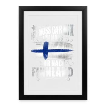 Finlande - Affiche encadrée (27 × 37 cm) - noir - Devant
