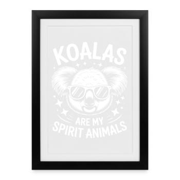 Koala Disant Koalas Drôle Koala Cadeau - Affiche encadrée (27 × 37 cm) - noir - Devant