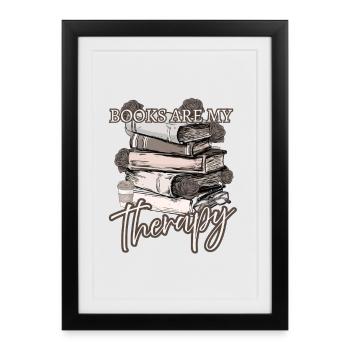 Books are therapy – design for book lovers - Framed poster (27 × 37 cm) - black - Front