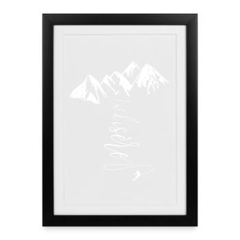 Val d'Isère Ski Espace Killy Village Haute Savoie - Affiche encadrée (27 × 37 cm) - noir - Devant