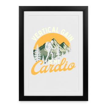 Le gain vertical est ma motivation cardio drôle de randonnée - Affiche encadrée (27 × 37 cm) - noir - Devant