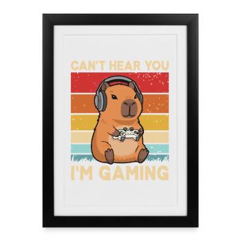 Gaming Capybara Gamer Gamer Video Games Gaming - Framed poster (27 × 37 cm) - black - Front