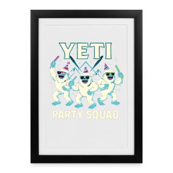 Yeti Party Squad – Fun Winter and - Framed poster (27 × 37 cm) - black - Front