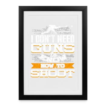crosse humour Je sais tirer sans armes - Affiche encadrée (27 × 37 cm) - noir - Devant