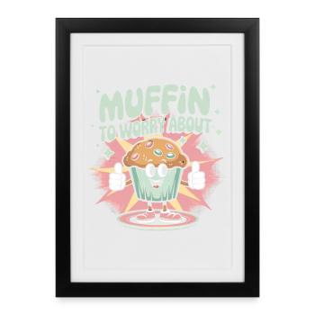 Muffin rétro - Affiche encadrée (27 × 37 cm) - noir - Devant