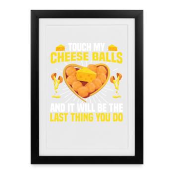 Costume de boule de fromage Mix Boule de fromage Foodie Cheese - Affiche encadrée (27 × 37 cm) - noir - Devant