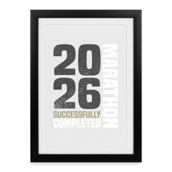 Marathon 2026 - Affiche encadrée (27 × 37 cm) - noir - Devant