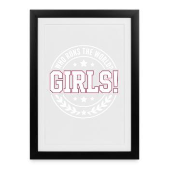 Les femmes : le pouvoir qui dirige le monde, les filles, les filles : la fille - Affiche encadrée (27 × 37 cm) - noir - Devant