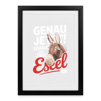  Genau Jetzt Schaue Sich Zwei Esel An Lustiger - Gerahmtes Poster (27 × 37 cm) - Schwarz - Vorne