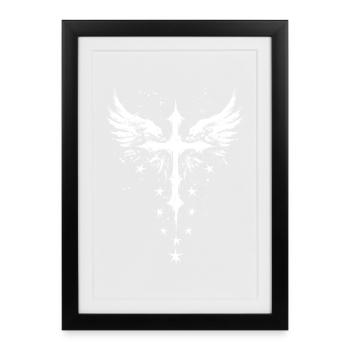 Croix gothique gothique - Affiche encadrée (27 × 37 cm) - noir - Devant