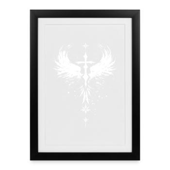 Goth Cross with Angel Wings Gothic - Framed poster (27 × 37 cm) - black - Front