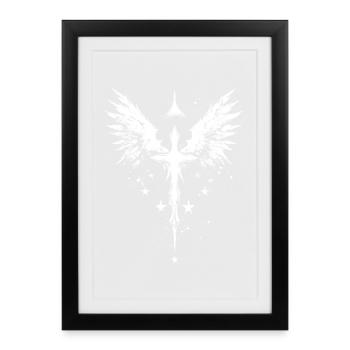 Goth Cross with Angel Wings Gothic - Framed poster (27 × 37 cm) - black - Front
