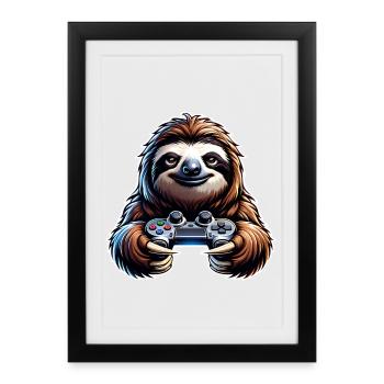 Gaming Sloth Controller - Framed poster (27 × 37 cm) - black - Front