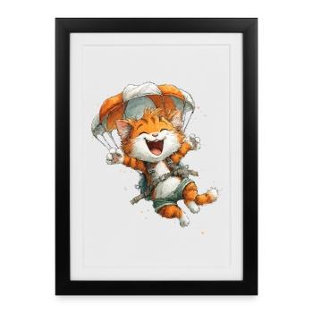 Paraglider Cat Aerial Adventure - Framed poster (27 × 37 cm) - black - Front