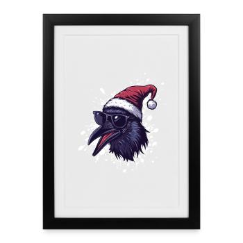 Raven Crow Christmas Funny - Framed poster (27 × 37 cm) - black - Front