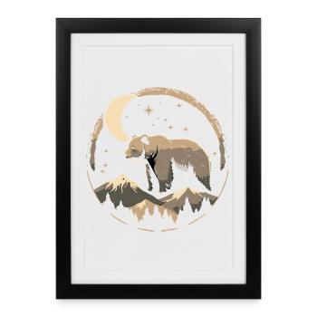 Moon Path Bear in Mountain Landscape - Framed poster (27 × 37 cm) - black - Front
