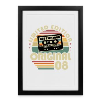 2008 Vintage Born Vintage Birthday Retro - Framed poster (27 × 37 cm) - black - Front