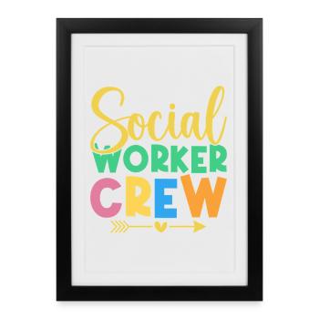 Équipe de quota de travailleurs sociaux Travail social - Affiche encadrée (27 × 37 cm) - noir - Devant
