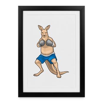 Kangaroo Boxer Boxer Gants de boxe - Affiche encadrée (27 × 37 cm) - noir - Devant
