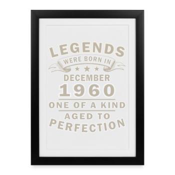 Décembre 1960 Vintage Anniversaire Cadeau Rétro - Affiche encadrée (27 × 37 cm) - noir - Devant