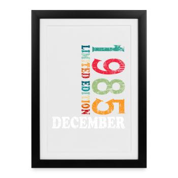 Anniversaire en décembre 1985 - décembre - Affiche encadrée (27 × 37 cm) - noir - Devant