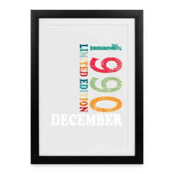 Anniversaire en décembre 1990 - décembre - Affiche encadrée (27 × 37 cm) - noir - Devant