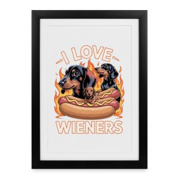 I Love Wieners Unwearable Bootleg - Framed poster (27 × 37 cm) - black - Front