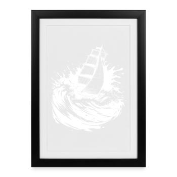 Marin d’art de la voile énergique - Affiche encadrée (27 × 37 cm) - noir - Devant