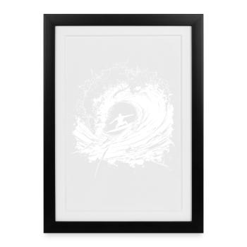 Surfeur énergique Art Surfer - Affiche encadrée (27 × 37 cm) - noir - Devant