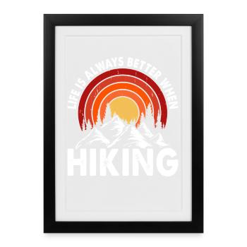 Randonnée Randonneur Alpiniste Cadeau - Affiche encadrée (27 × 37 cm) - noir - Devant