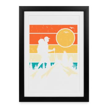 Hiking Retro - Gerahmtes Poster (27 × 37 cm) - Schwarz - Vorne