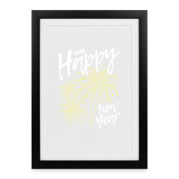 Feux d’artifice de bonne année 2026 - Affiche encadrée (27 × 37 cm) - noir - Devant