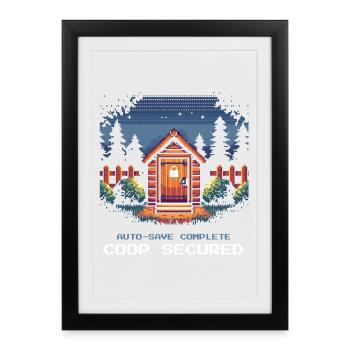 Autosave completed | Stable secured - Framed poster (27 × 37 cm) - black - Front