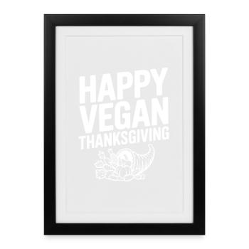 Joyeux Thanksgiving végétalien - Affiche encadrée (27 × 37 cm) - noir - Devant