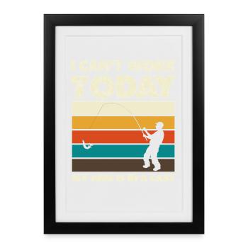 Ich kann heute nicht arbeiten Arm im Gips - Gerahmtes Poster (27 × 37 cm) - Schwarz - Vorne