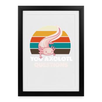 Axolotl coucher de soleil rétro - Affiche encadrée (27 × 37 cm) - noir - Devant