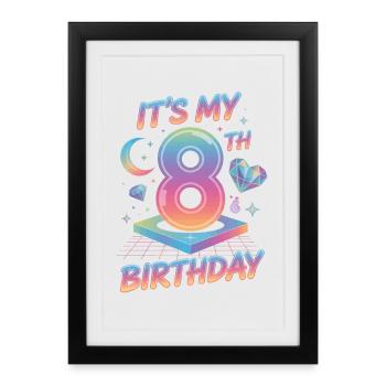 It's My 8th Birthday K-Pop Aesthetic - Framed poster (27 × 37 cm) - black - Front