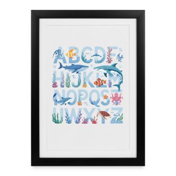 ABC Underwater World Alphabet Learning Fun for - Framed poster (27 × 37 cm) - black - Front