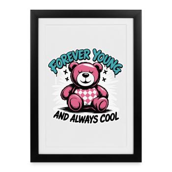 Forever Young Teddy Bear Graphic - Framed poster (27 × 37 cm) - black - Front