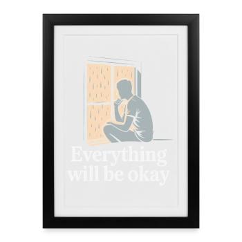 Rainy Window Hope Silhouette - Framed poster (27 × 37 cm) - black - Front