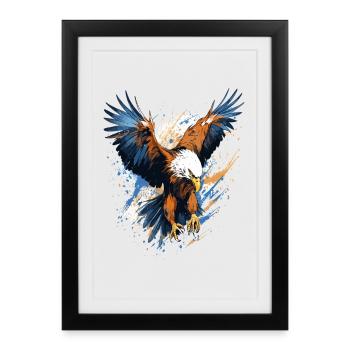 Aigle orageux Splash Art - Affiche encadrée (27 × 37 cm) - noir - Devant