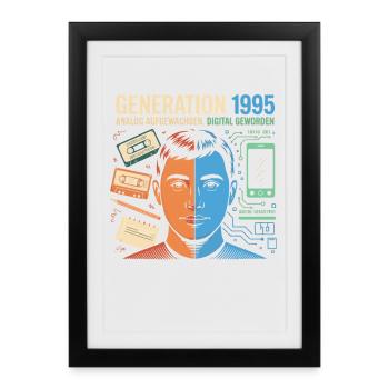Generation 1995: Analog trifft Digital - Gerahmtes Poster (27 × 37 cm) - Schwarz - Vorne