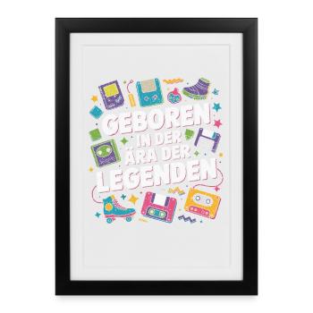 Retro Ära der Legenden - Gerahmtes Poster (27 × 37 cm) - Schwarz - Vorne