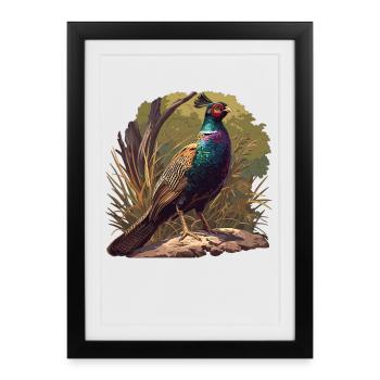 Faisans Faisan - Affiche encadrée (27 × 37 cm) - noir - Devant